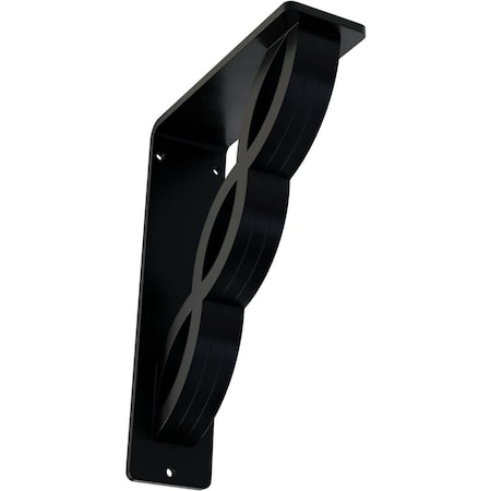 Ekena Millwork Loera Wrought Iron Bracket, (Triple center brace), Powder Coated Black 2"W x 5 1/2"D x 8"H BKTM02X05X08TLO